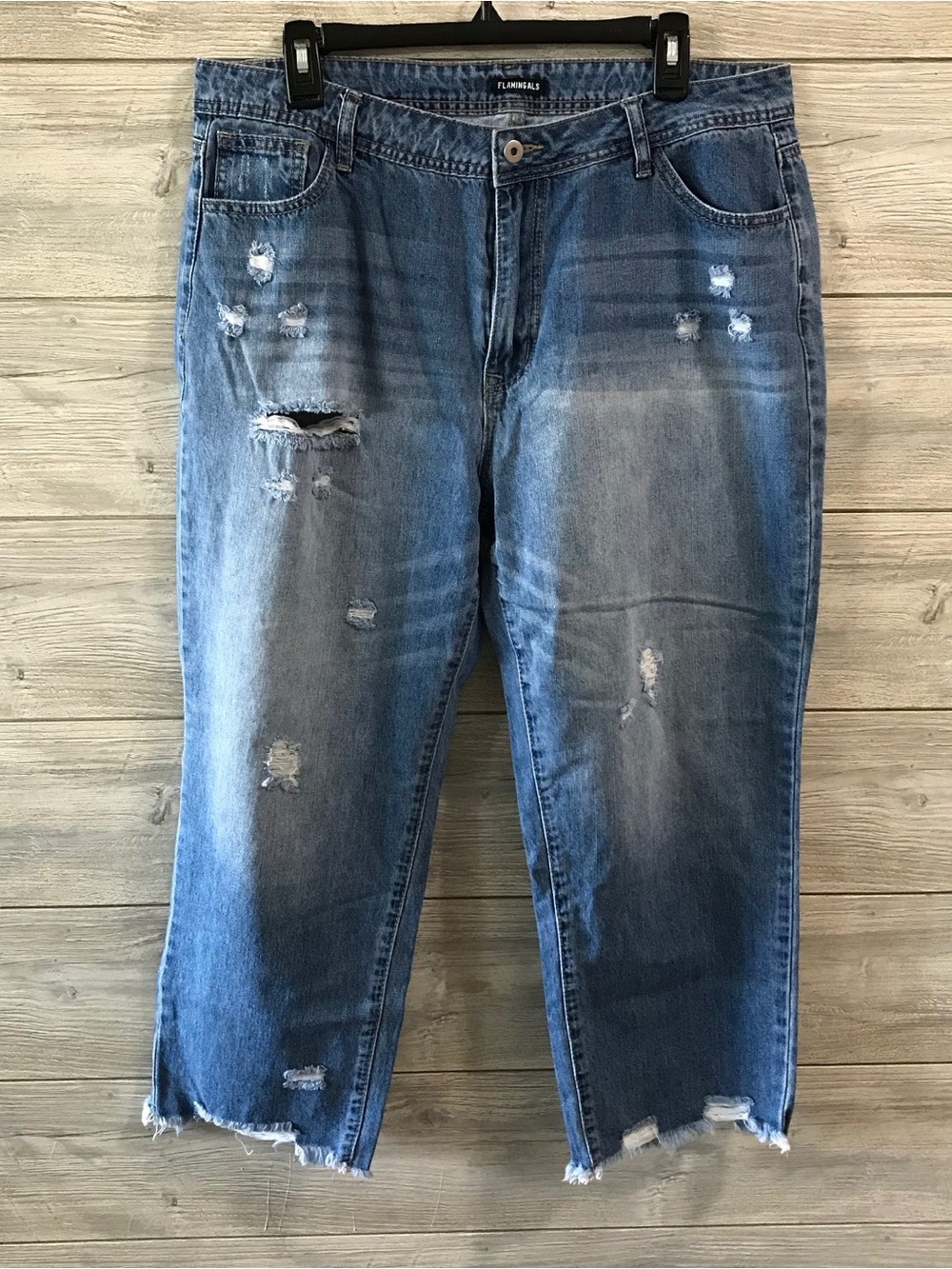 Women's Flamingals Distressed Cropped Jeans